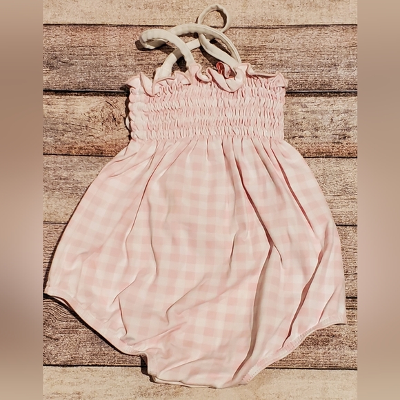 Archimede Boutique Brand Pink & White Check Bathing Suit Baby Girl 9-12 Months - Picture 2 of 6